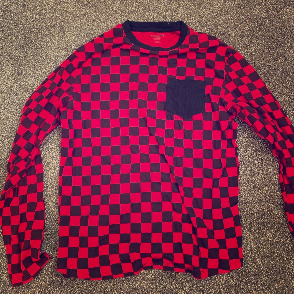 Long Sleeve Checkerboard Mens Shirt
